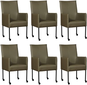 ShopX Leren eetkamerstoel spark, groen leer, groene keukenstoelen