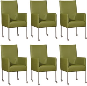 ShopX Leren eetkamerstoel spark, groen leer, groene keukenstoelen