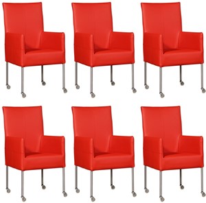 ShopX Leren eetkamerstoel spark, rood leer, rode keukenstoelen