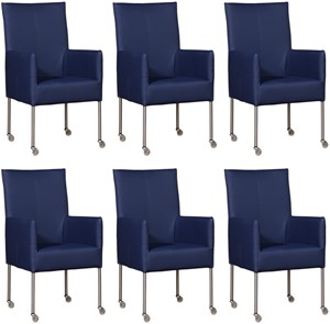 ShopX Leren eetkamerstoel spark, blauw leer, blauwe keukenstoelen