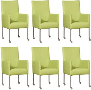 ShopX Leren eetkamerstoel spark, groen leer, groene keukenstoelen