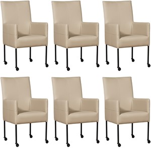 ShopX Leren eetkamerstoel spark, bruin leer, bruine keukenstoelen