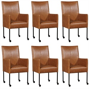 ShopX Leren eetkamerstoel spark, bruin leer, bruine keukenstoelen