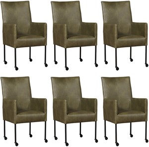 ShopX Leren eetkamerstoel spark, groen leer, groene keukenstoelen