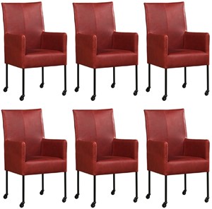 ShopX Leren eetkamerstoel spark, rood leer, rode keukenstoelen