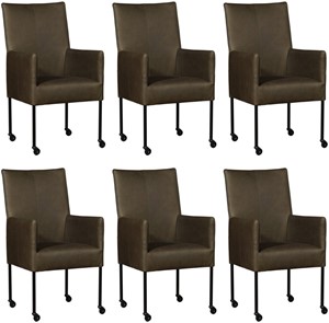 ShopX Leren eetkamerstoel spark, groen leer, groene keukenstoelen