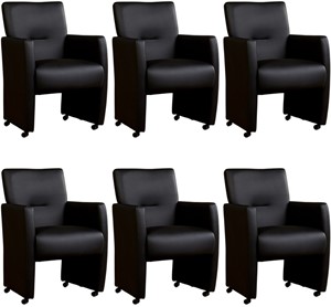 ShopX Leren eetkamerfauteuil pleasure, zwart leer, zwarte keukenstoelen