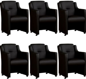ShopX Leren eetkamerfauteuil mass, zwart leer, zwarte keukenstoelen