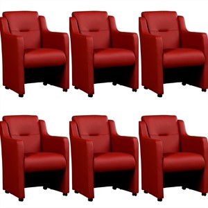 ShopX Leren eetkamerfauteuil mass, rood leer, rode keukenstoelen