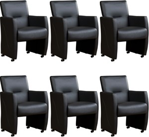 ShopX Leren eetkamerfauteuil pleasure, blauw leer, blauwe keukenstoelen