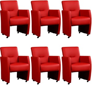 ShopX Leren eetkamerfauteuil pleasure, rood leer, rode keukenstoelen