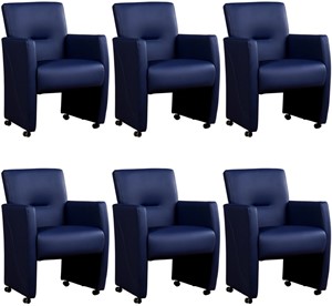 ShopX Leren eetkamerfauteuil pleasure, blauw leer, blauwe keukenstoelen