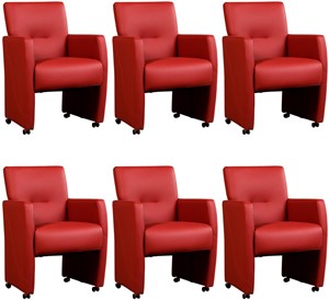 ShopX Leren eetkamerfauteuil pleasure, rood leer, rode keukenstoelen