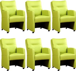 ShopX Leren eetkamerfauteuil sharp, groen leer, groene keukenstoelen