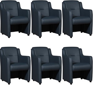 ShopX Leren eetkamerfauteuil mass, blauw leer, blauwe keukenstoelen