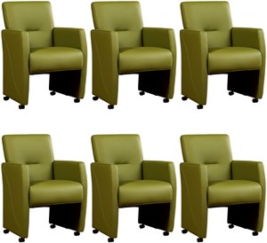 ShopX Leren eetkamerfauteuil pleasure, groen leer, groene keukenstoelen