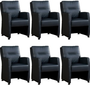 ShopX Leren eetkamerfauteuil sharp, blauw leer, blauwe keukenstoelen