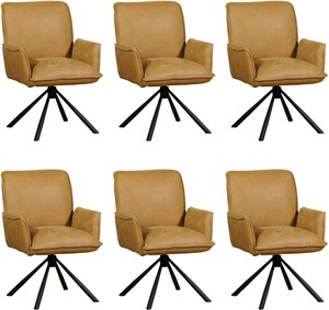 ShopX Leren eetkamerstoel elite, bruin leer, bruine keukenstoelen