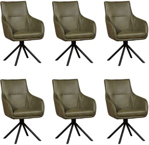 ShopX Leren eetkamerstoel fancy, groen leer, groene keukenstoelen