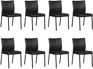 ShopX Leren eetkamerstoel basic, zwart leer, zwarte keukenstoelen