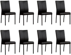 ShopX Leren eetkamerstoel comfort, zwart leer, zwarte keukenstoelen