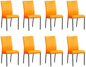 ShopX Leren eetkamerstoel comfort, oranje leer, oranje keukenstoelen