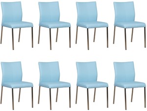 ShopX Leren eetkamerstoel basic, blauw leer, blauwe keukenstoelen