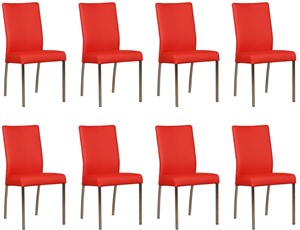 ShopX Leren eetkamerstoel comfort, rood leer, rode keukenstoelen