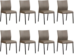 ShopX Leren eetkamerstoel basic, grijs leer, grijze keukenstoelen