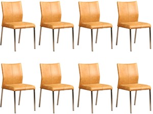 ShopX Leren eetkamerstoel basic, bruin leer, bruine keukenstoelen
