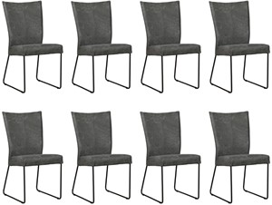 ShopX Leren eetkamerstoel mate, grijs leer, grijze keukenstoelen
