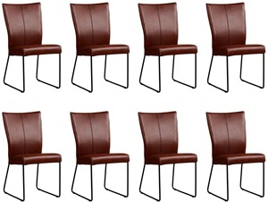 ShopX Leren eetkamerstoel mate, bruin leer, bruine keukenstoelen