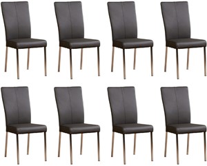 ShopX Leren eetkamerstoel daily, grijs leer, grijze keukenstoelen