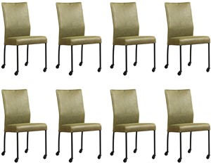 ShopX Leren eetkamerstoel comfort met wieltjes, groen leer, groene keukenstoelen