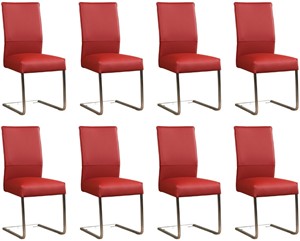 ShopX Leren eetkamerstoel remix, rood leer, rode keukenstoelen