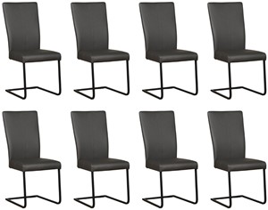 ShopX Leren eetkamerstoel dare, grijs leer, grijze keukenstoelen