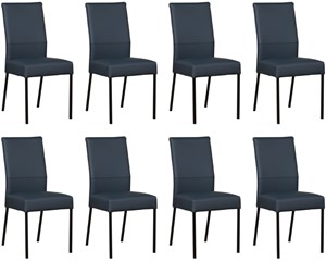 ShopX Leren eetkamerstoel real, blauw leer, blauwe keukenstoelen