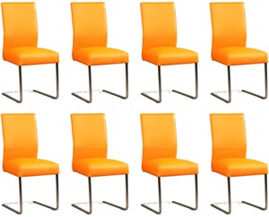 ShopX Leren eetkamerstoel remix, oranje leer, oranje keukenstoelen