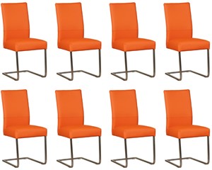 ShopX Leren eetkamerstoel remix, oranje leer, oranje keukenstoelen