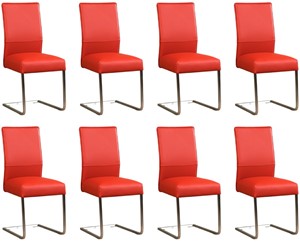 ShopX Leren eetkamerstoel remix, rood leer, rode keukenstoelen