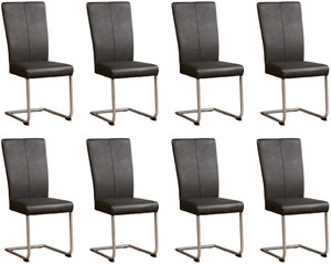 ShopX Leren eetkamerstoel dry, grijs leer, grijze keukenstoelen