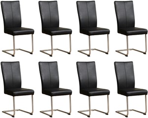 ShopX Leren eetkamerstoel dry, zwart leer, zwarte keukenstoelen