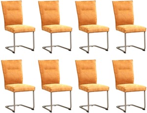 ShopX Leren eetkamerstoel retro, bruin leer, bruine keukenstoelen