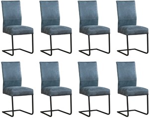 ShopX Leren eetkamerstoel remix, blauw leer, blauwe keukenstoelen