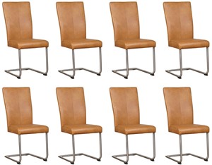ShopX Leren eetkamerstoel dry, bruin leer, bruine keukenstoelen