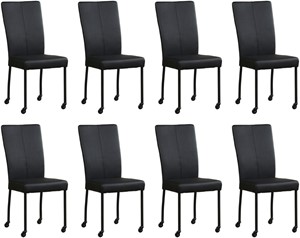 ShopX Leren eetkamerstoel deal, zwart leer, zwarte keukenstoelen