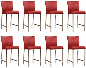 ShopX Leren barstoel revolt laag, rood leer, rode barkruk