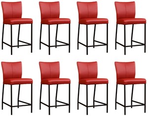 ShopX Leren barstoel revolt laag, rood leer, rode barkruk