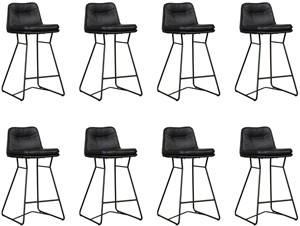 ShopX Leren barstoel candy laag, zwart leer, zwarte keukenstoelen, zwart leer, zwarte barkruk
