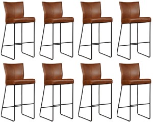 ShopX Leren barkruk mate, bruin leer, bruine keukenstoelen